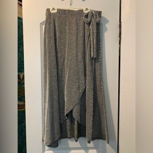 Caution to the Wind black and white striped midi wrap skirt